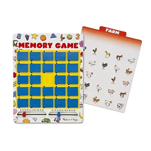 Melissa & Doug travel memory game with wooden board and cards