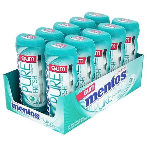 Mentos Pure Fresh wintergreen sugar-free chewing gum in bottles