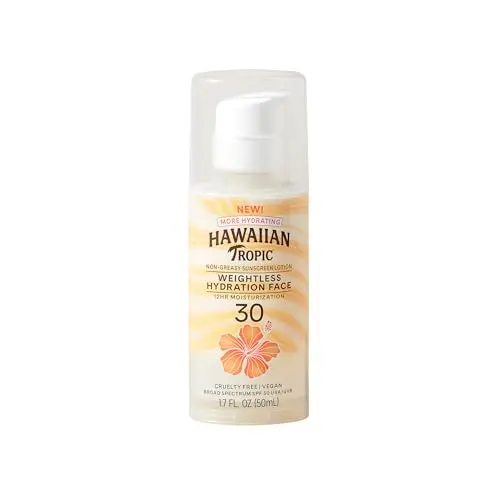 Hawaiian Tropic Weightless Hydration SPF 30 face sunscreen tube