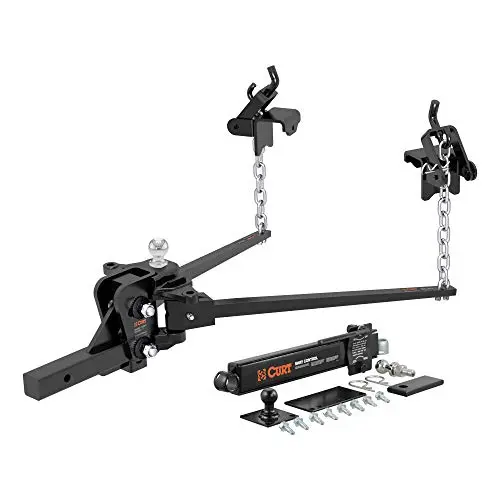 CURT short trunnion bar weight distribution hitch with sway control
