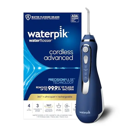 Waterpik Cordless Advanced water flosser with rotating tip and travel accessories