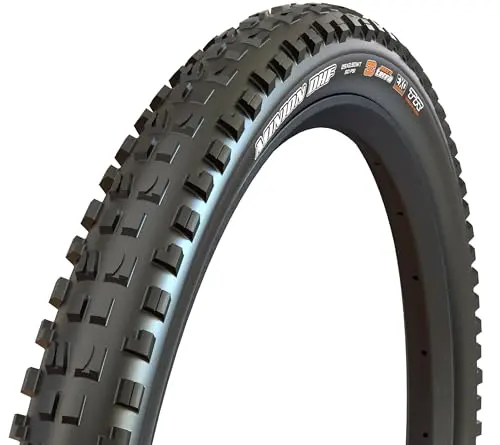 Maxxis Minion DHF mountain bike tire on downhill trail