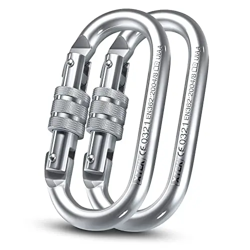 XTEK oval climbing carabiner with screw-lock mechanism