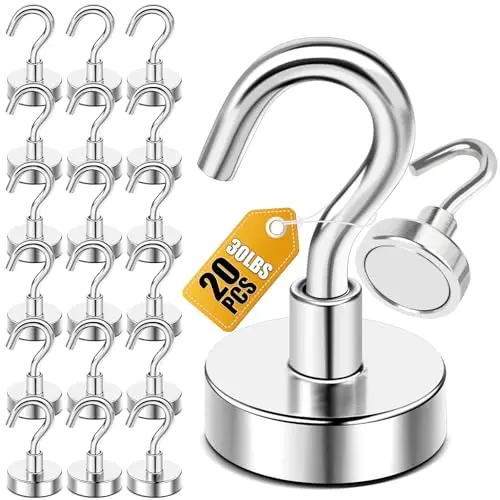 DIYMAG silver magnetic hooks in a 20-pack set