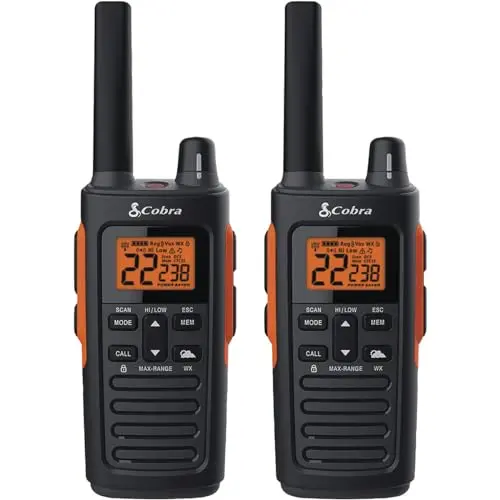 Cobra RX680 two-way radio with charging dock