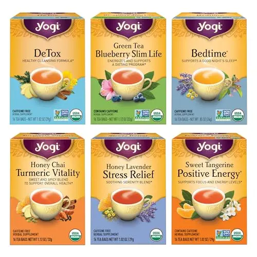 Yogi Tea Favorites Variety Pack with multiple organic tea flavors