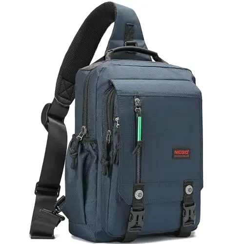 NICGID sling messenger bag with multiple compartments and adjustable strap