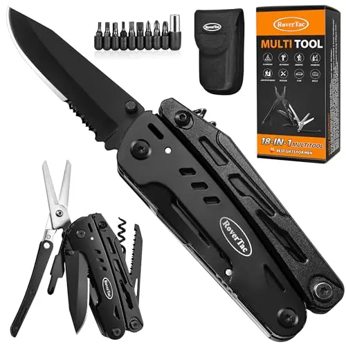 RoverTac 18-in-1 multitool pocket knife with scissors and corkscrew