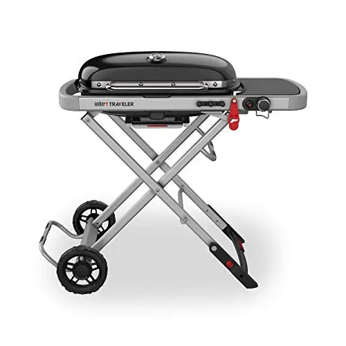 Weber Traveler portable gas grill folded for easy transport