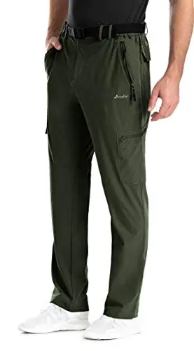 clothin men's elastic-waist travel pants with multiple pockets