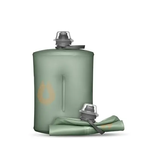 HydraPak Stow 1-liter collapsible water bottle in green color