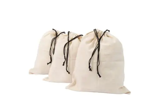 Organic cotton drawstring shoe bags for travel in medium size