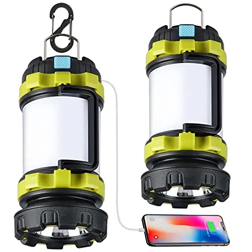 BOBKID rechargeable camping lantern showing green ABS construction with handle