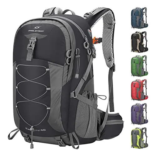 Maelstrom 40L hiking backpack showing multiple pockets and reflective details