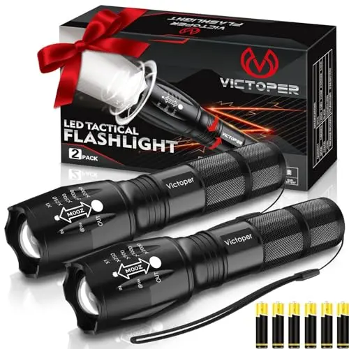 Victoper 2-pack tactical flashlights in black aluminum