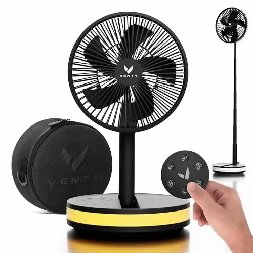 VENTY Portable Fan showing oscillating feature and remote control