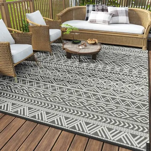 MontVoo reversible outdoor camping rug in boho grey