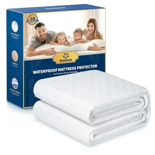BOSANE waterproof mattress protector on queen bed