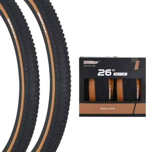BWSHLF mountain bike tire with brown sidewall