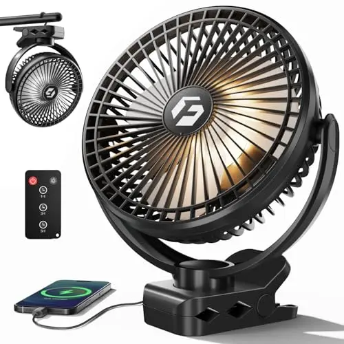 FRIZCOL camping fan with remote control and LED lights