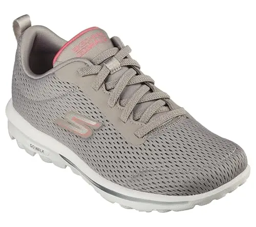 Skechers Women's Go Walk Travel Sneaker in taupe and coral