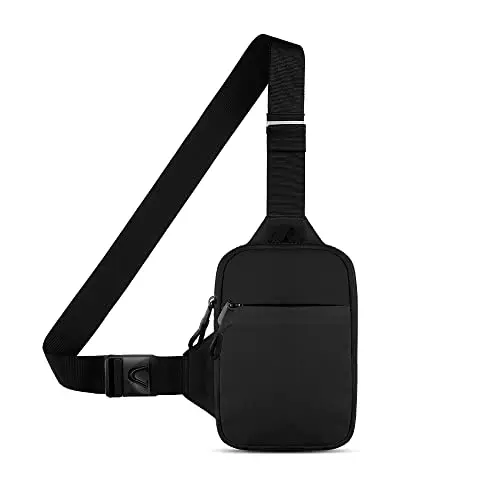Simptech mini crossbody sling bag with dual pockets and quick-release buckle