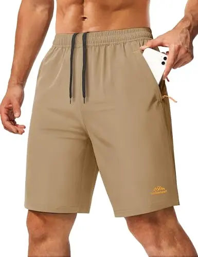 MAGCOMSEN lightweight athletic shorts with zipper pockets for travel and gym