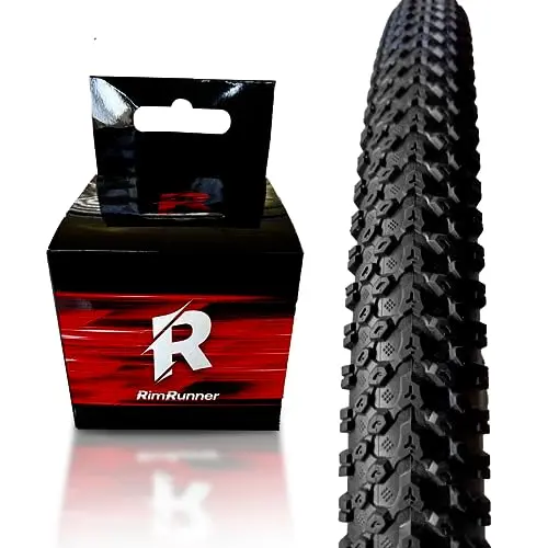 RimRunner mountain bike tire on rocky path
