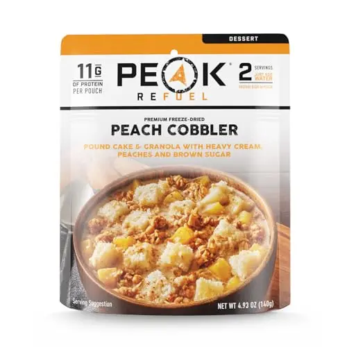 Peak Refuel Peach Cobbler freeze-dried dessert for camping