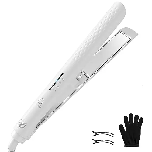 Quico hair straightener with adjustable temperature and included styling accessories