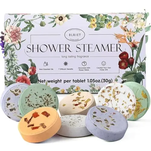 BLRIET shower steamers with vibrant colors and natural essential oils