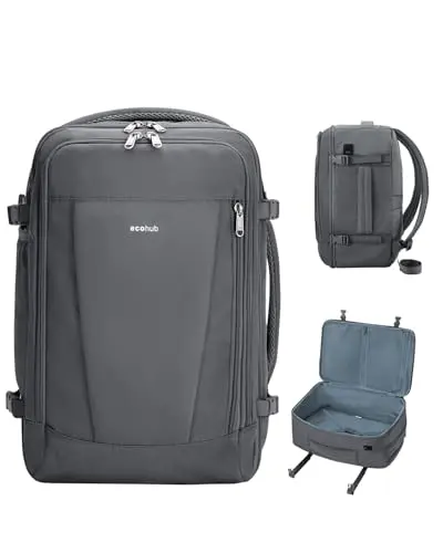 ECOHUB 25L travel backpack with USB port and luggage sleeve