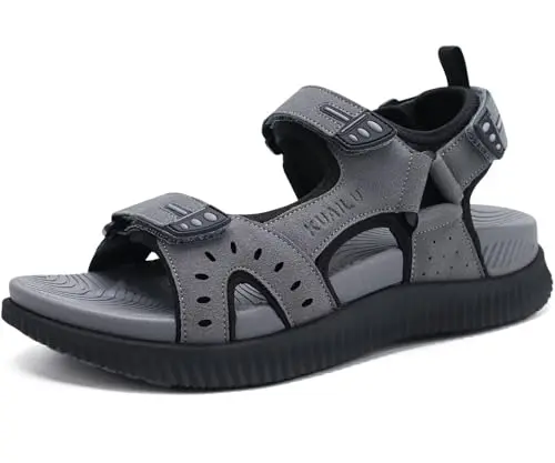 KuaiLu men's hiking sandals with arch support and adjustable straps