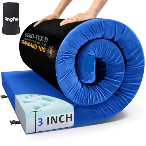 Kingfun cot size memory foam mattress for SUV camping with travel bag