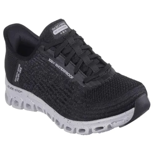 Skechers Sport women's waterproof Glide Step sneaker in black and grey
