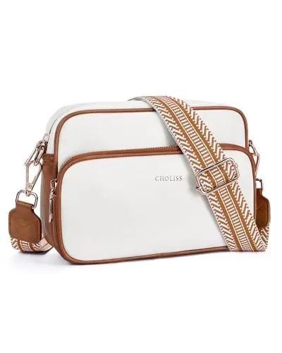 CHOLISS vegan leather crossbody bag with adjustable wide guitar strap