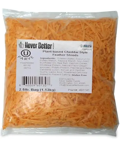 Never Better Foods vegan shredded cheddar cheese