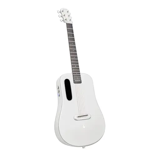LAVA ME AIR carbon fiber travel guitar in silver with sleek modern design