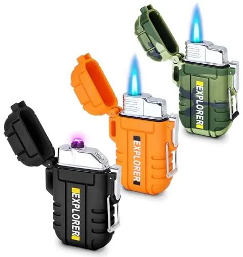 Laffizz 3-pack lighter set with electric plasma and two butane torches