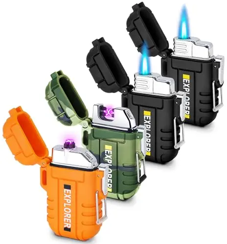Laffizz 4-pack waterproof lighters with dual arc and torch options