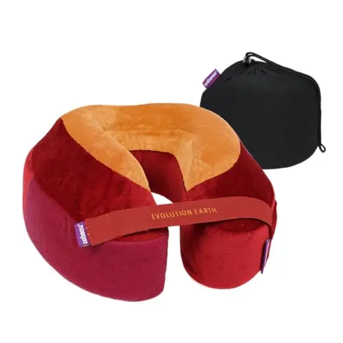 Cabeau Evolution Earth deluxe travel neck pillow in fire color with sustainable materials