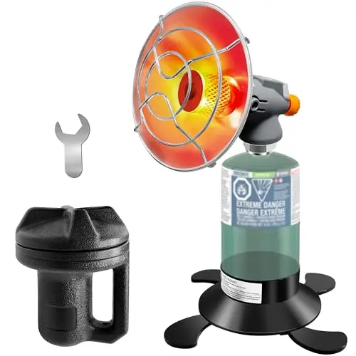 Loyala propane heater with reinforced base and storage box