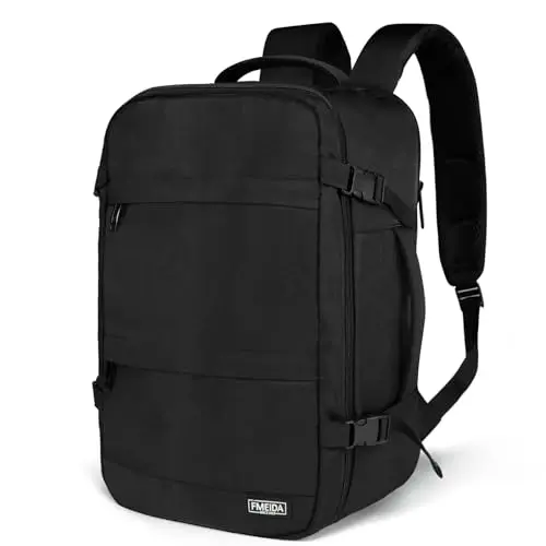 FMEIDA black anti-theft backpack with hidden pockets for secure travel