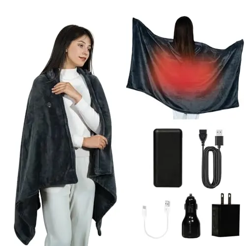MIMYTH cordless heated blanket with hoodie in portable design