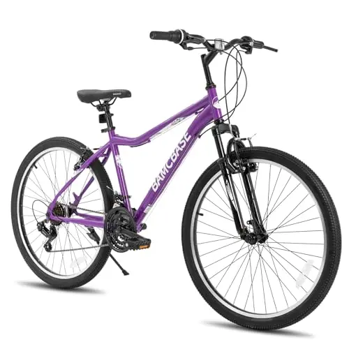 HH HILAND women's mountain bike with purple frame and step-through design