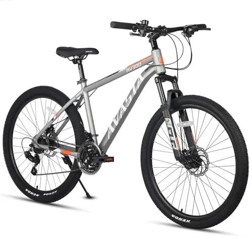 AVASTA 26-inch mountain bike with aluminum frame, disc brakes, and hidden cables