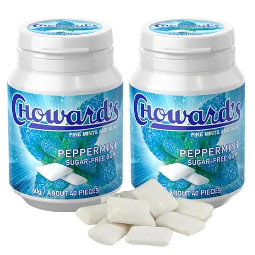 Choward's peppermint sugar-free chewing gum in travel bottle