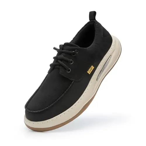 CELE men's slip-on casual dress shoes wide walking sneakers in black