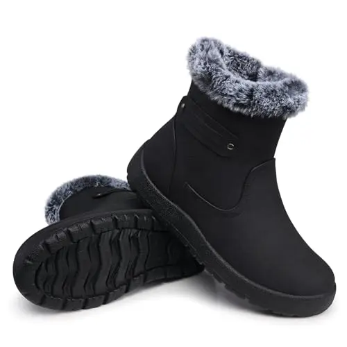 SHIBEVER Women's Snow Boots with fur lining and side zipper