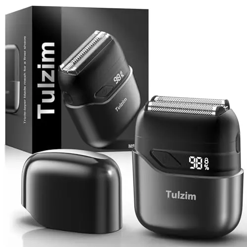 Tulzim electric foil shaver in carbon gray with three floating blades